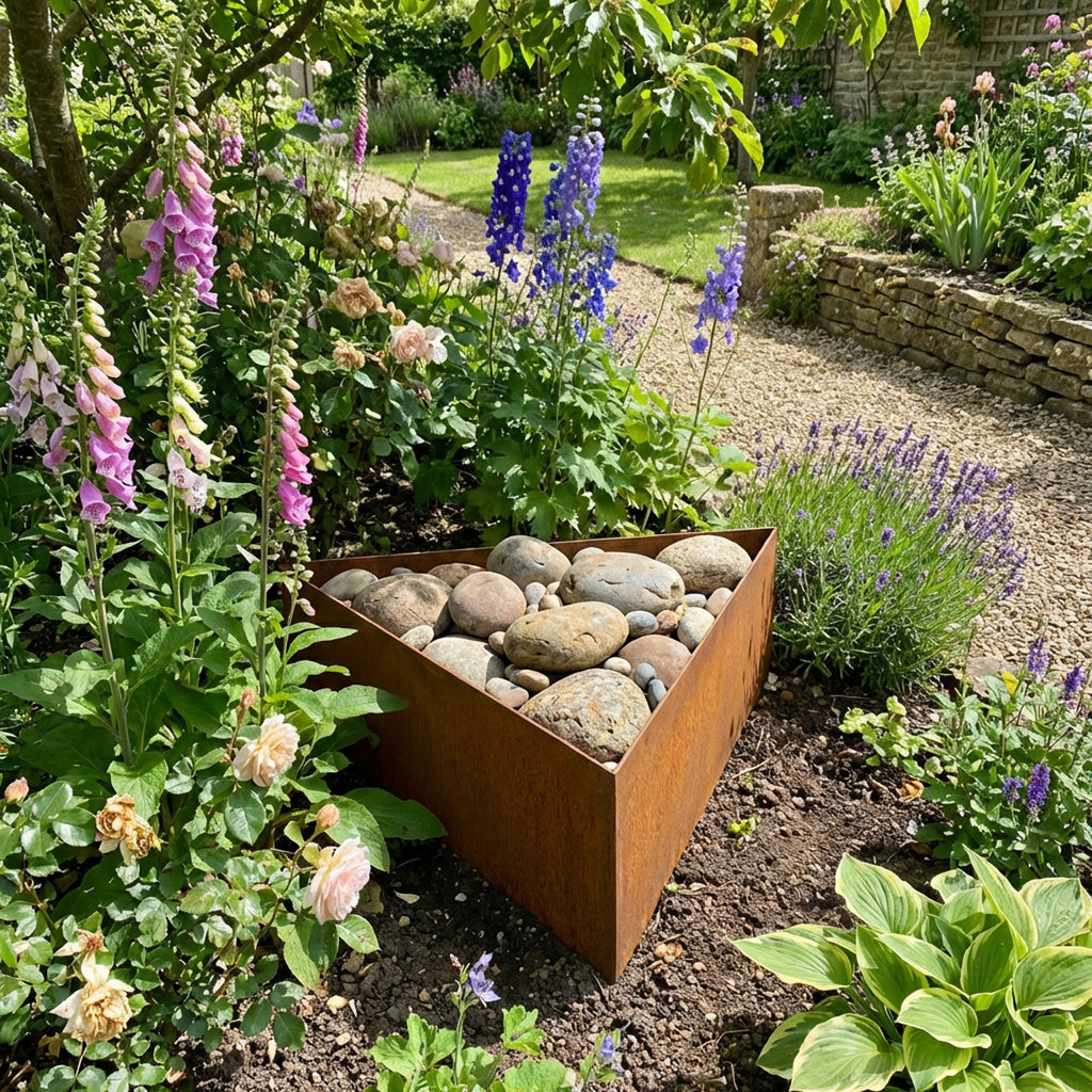 Triangle Rustic Steel Planter - 200mm Width x 200mm Height