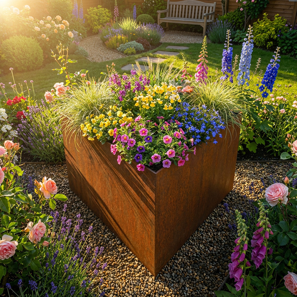 Triangle Rustic Steel Planter - 200mm Width x 300mm Height