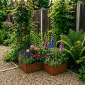L Shape Rustic Steel Corner Planter - 400mm x 400mm Width x 120mm Height