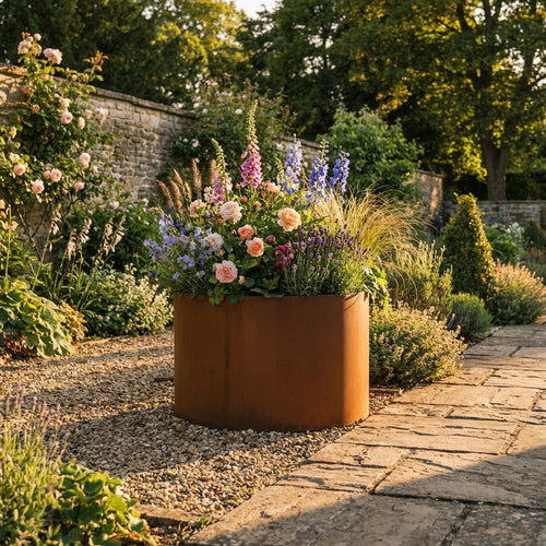 Circular Rustic Steel Planter & Tree Ring - 400mm Diameter x 400mm Height