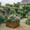 Square Rustic Steel Planter - 400mm x 400mm Top x 200mm Height