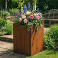 Square Rustic Steel Planter - 400mm x 400mm Top x 800mm Height
