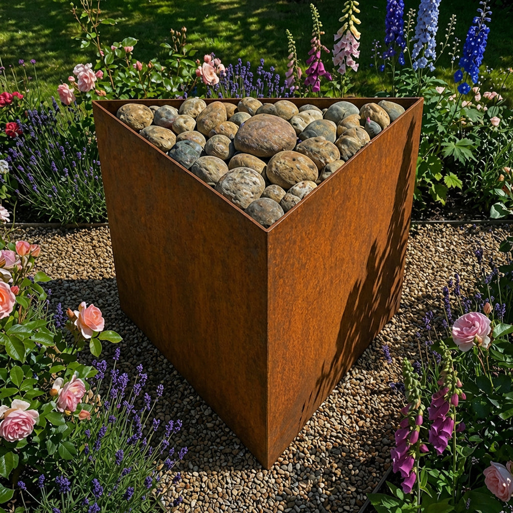Triangle Rustic Steel Planter - 200mm Width x 300mm Height