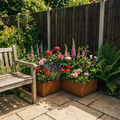 L Shape Rustic Steel Corner Planter - 600mm x 600mm Width x 300mm Height