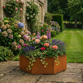 Hexagon-Shaped Rustic Steel Planter - 600mm Diameter x 300mm Height