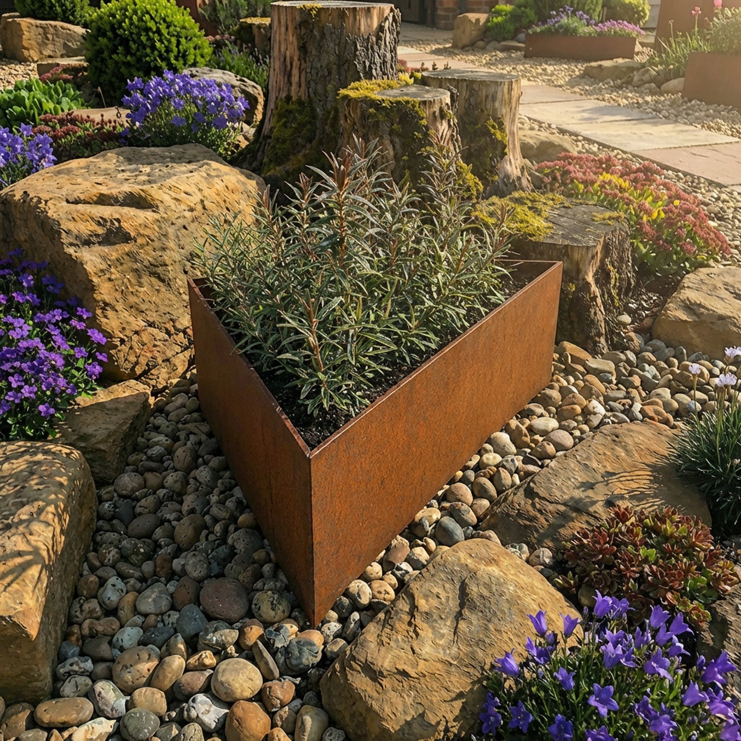 Triangle Rustic Steel Planter - 600mm Width x 400mm Height