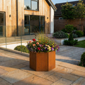 Hexagon-Shaped Rustic Steel Planter - 600mm Diameter x 600mm Height
