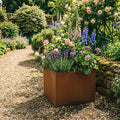 Square Rustic Steel Planter - 600mm x 600mm Top x 400mm Height