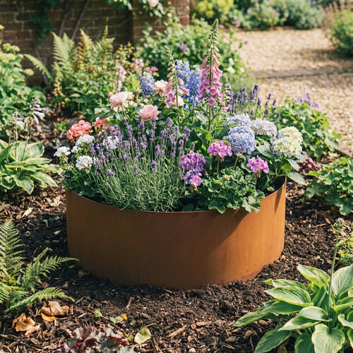 Circular Rustic Steel Planter & Tree Ring - 900mm Diameter x 600mm Height
