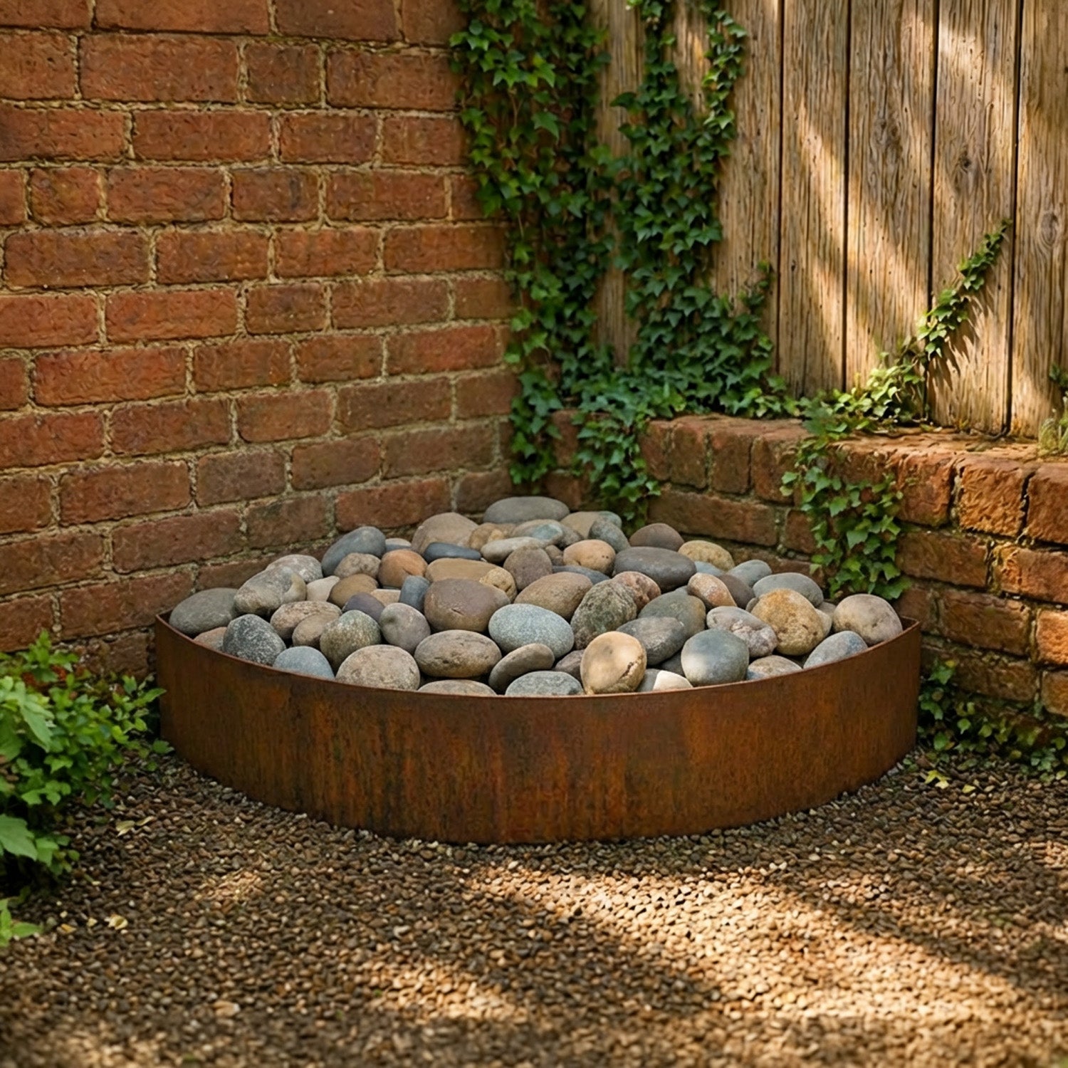 Quarter Circle Rustic Steel Corner Planter - 600mm Radius x 120mm Height
