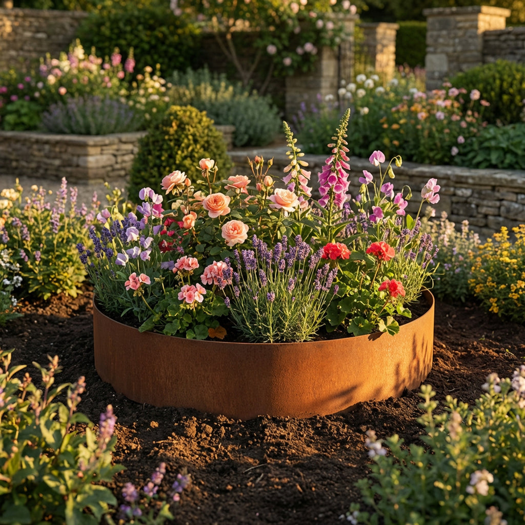 Circular Rustic Steel Planter & Tree Ring - 900mm Diameter x 120mm Height