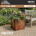 Custom-Size Flat-Packed Cubic Rustic Steel Planter (Maximum Size = 600mm)