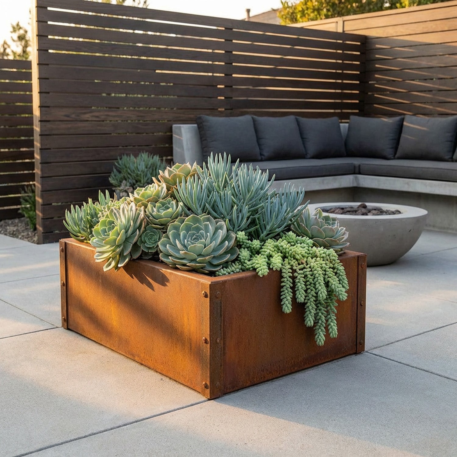 Rectangular Flat-Pack Rustic Steel Planter - 400mm W x 300mm L x 150mm H