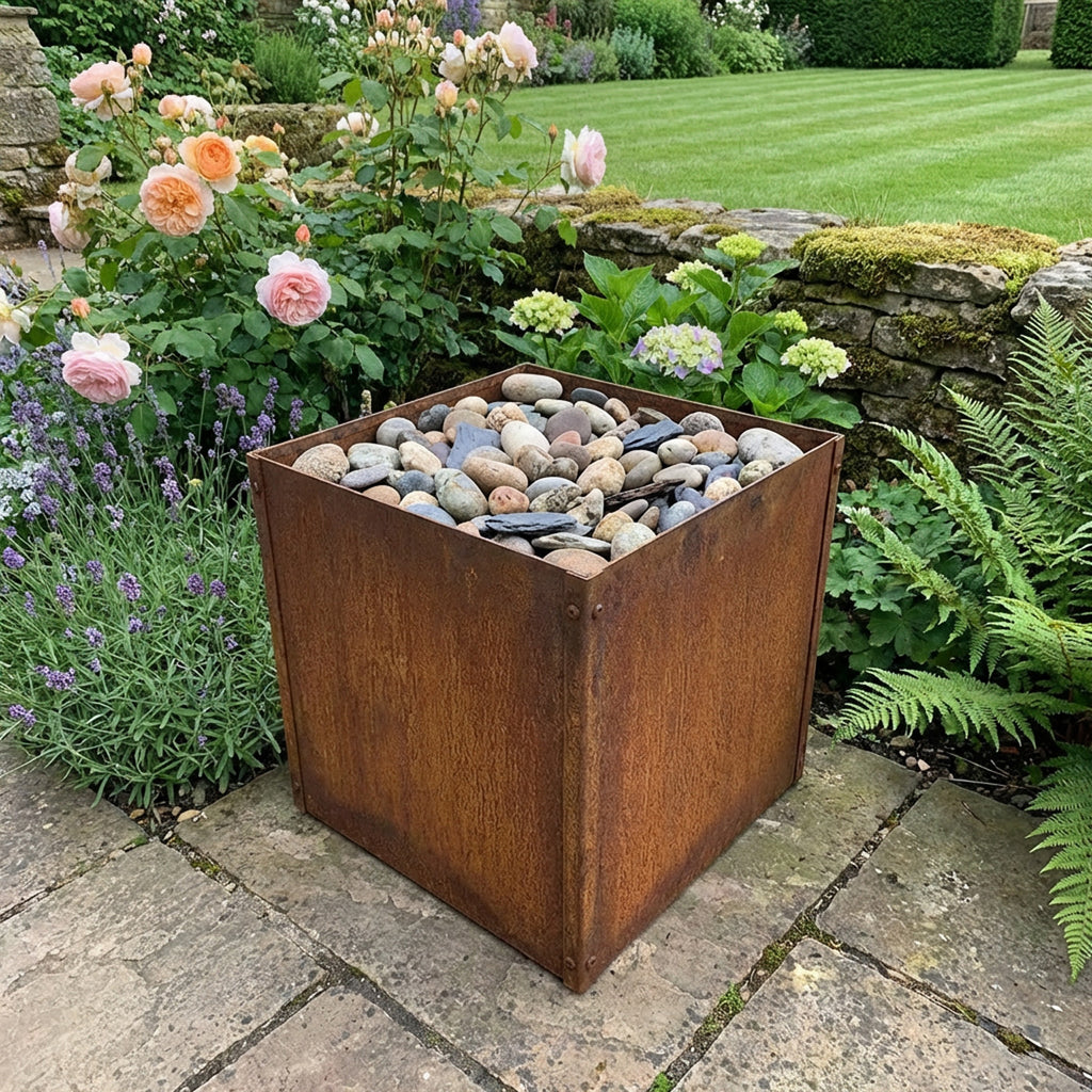 Cubic Flat-Pack Rustic Steel Planter - 500mm x 500mm x 500mm