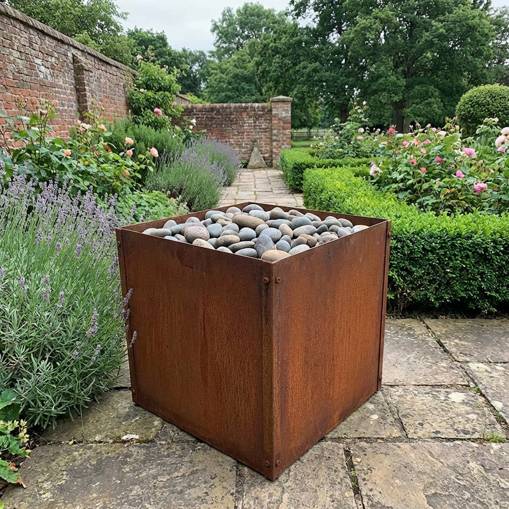Cubic Flat-Pack Rustic Steel Planter - 500mm x 500mm x 500mm