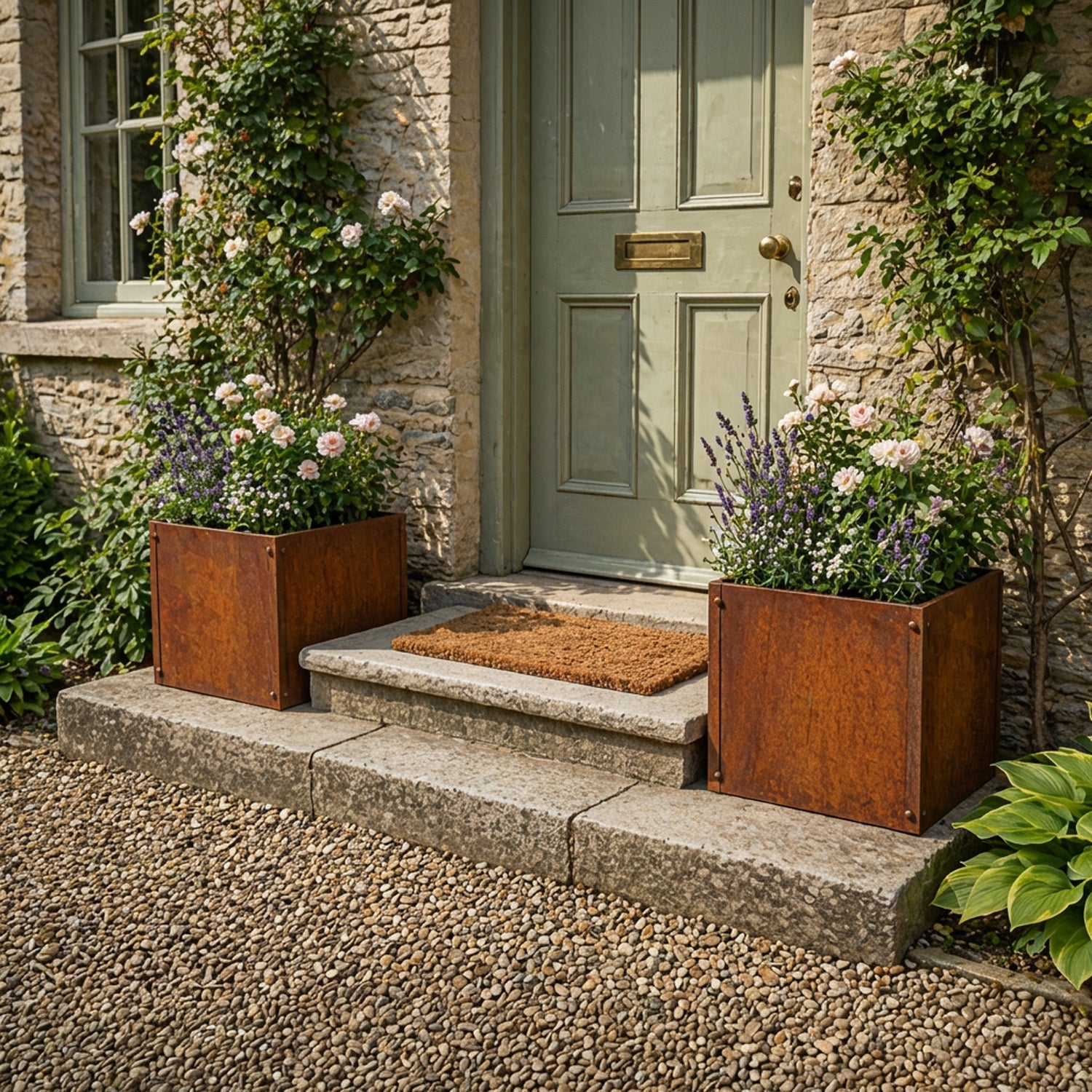 Cubic Flat-Pack Rustic Steel Planter - 400mm x 400mm x 400mm