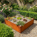 Rectangular Flat-Pack Rustic Steel Planter - 600mm W x 600mm L x 150mm H