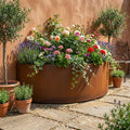 Large Semi Circular Rustic Steel Planter - 1200mm Diameter x 400mm Height