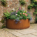 Large Semi Circular Rustic Steel Planter - 1500mm Diameter x 500mm Height
