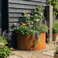 Large Semi Circular Rustic Steel Planter - 900mm Diameter x 500mm Height