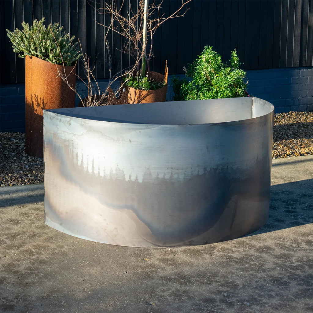 Large Custom-Size Semi-Circle Rustic Steel Planter (Max. Diameter = 1500mm)