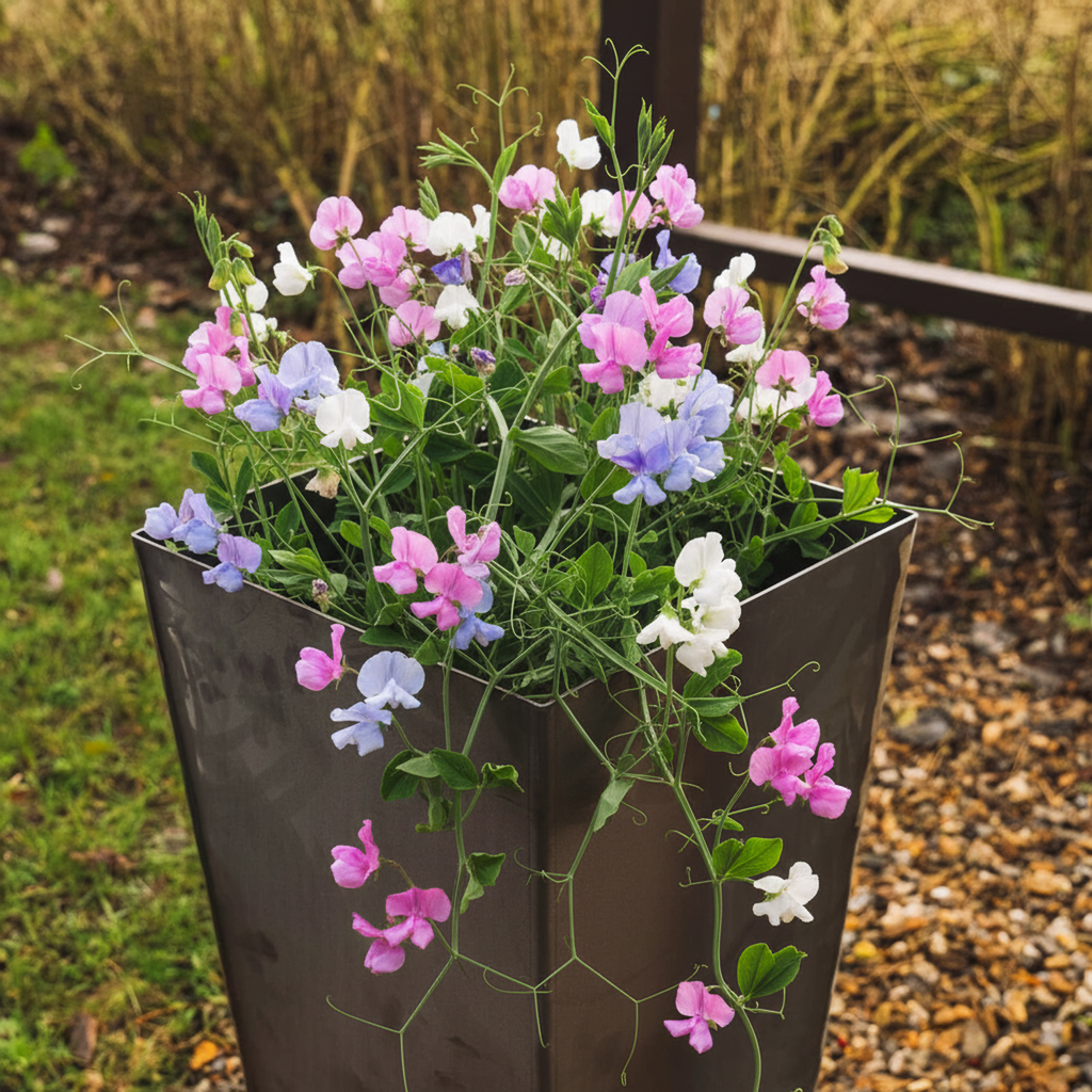 Rustic Steel Tapered Pedestal Garden Planter