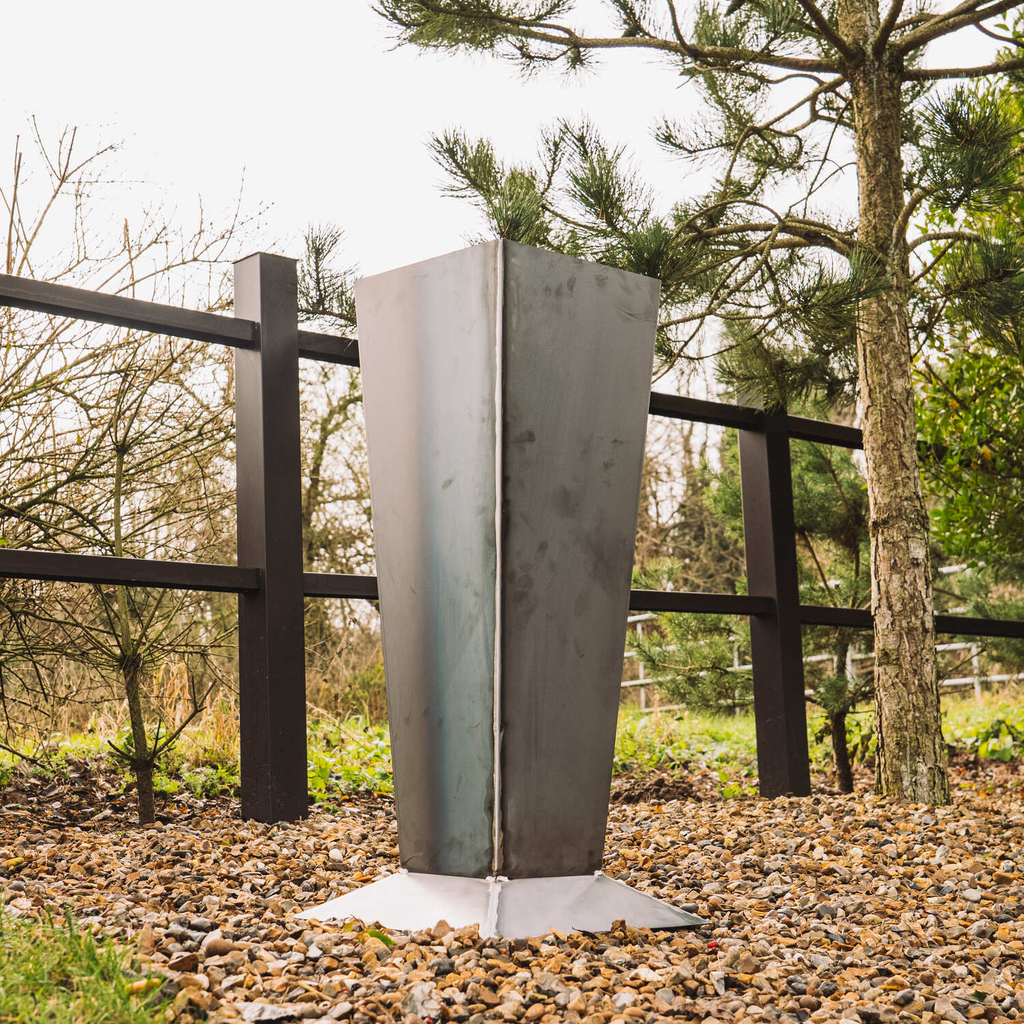 Rustic Steel Tapered Pedestal Garden Planter