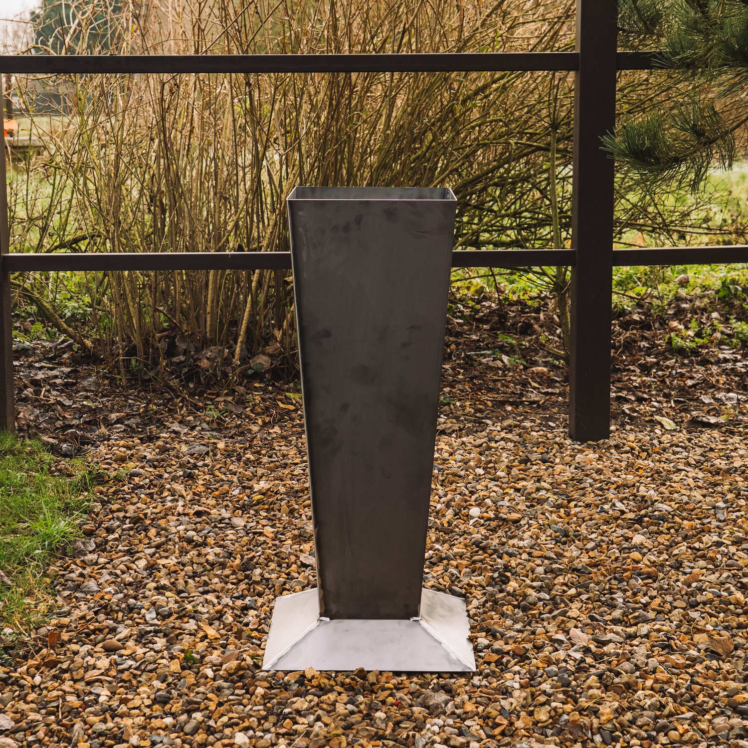 Rustic Steel Tapered Pedestal Garden Planter