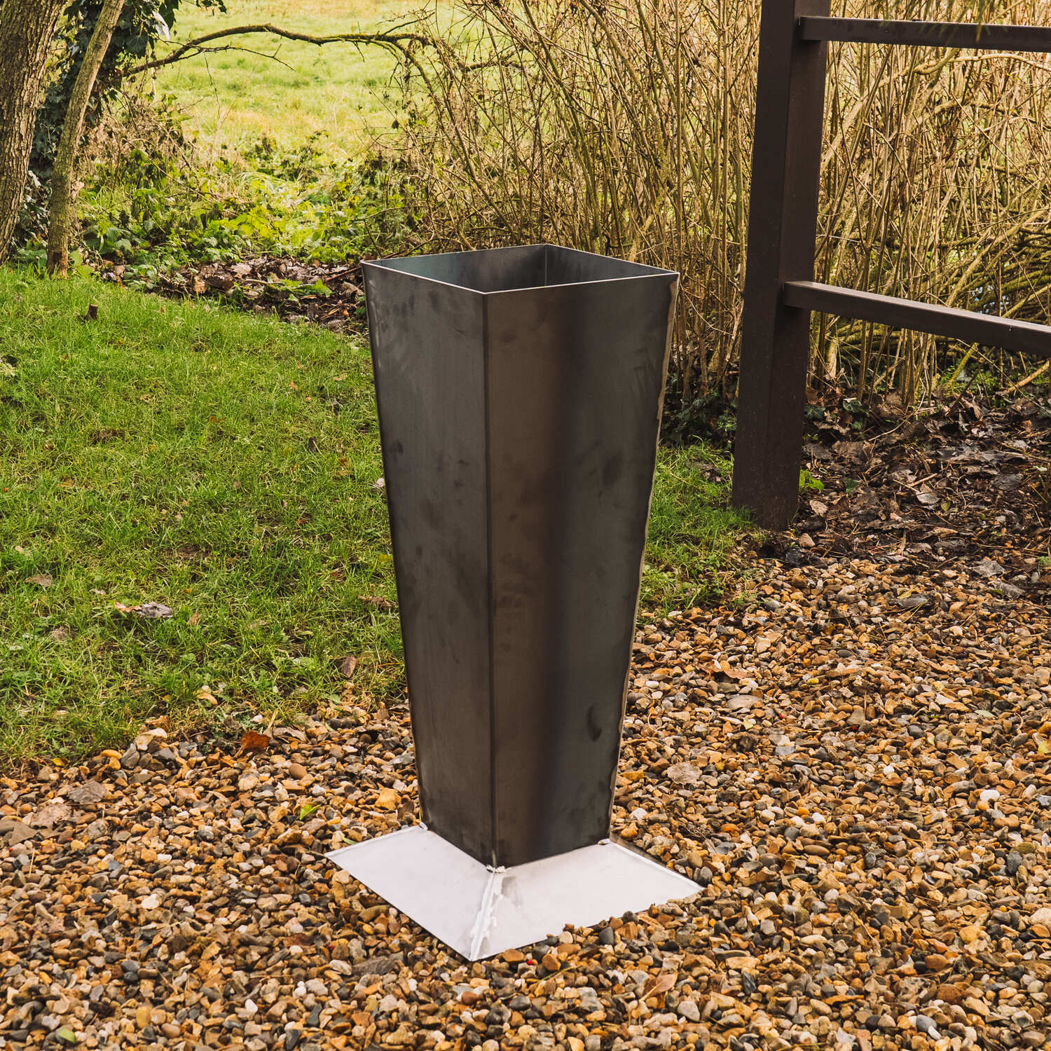 Rustic Steel Tapered Pedestal Garden Planter