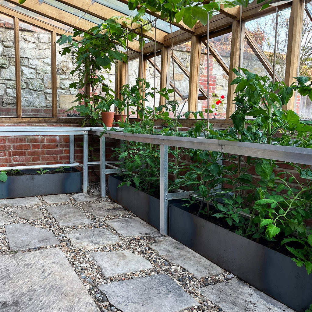 Custom Rectangular Rustic Steel Raised Flower Bed & Planter - Indoor Outdoors