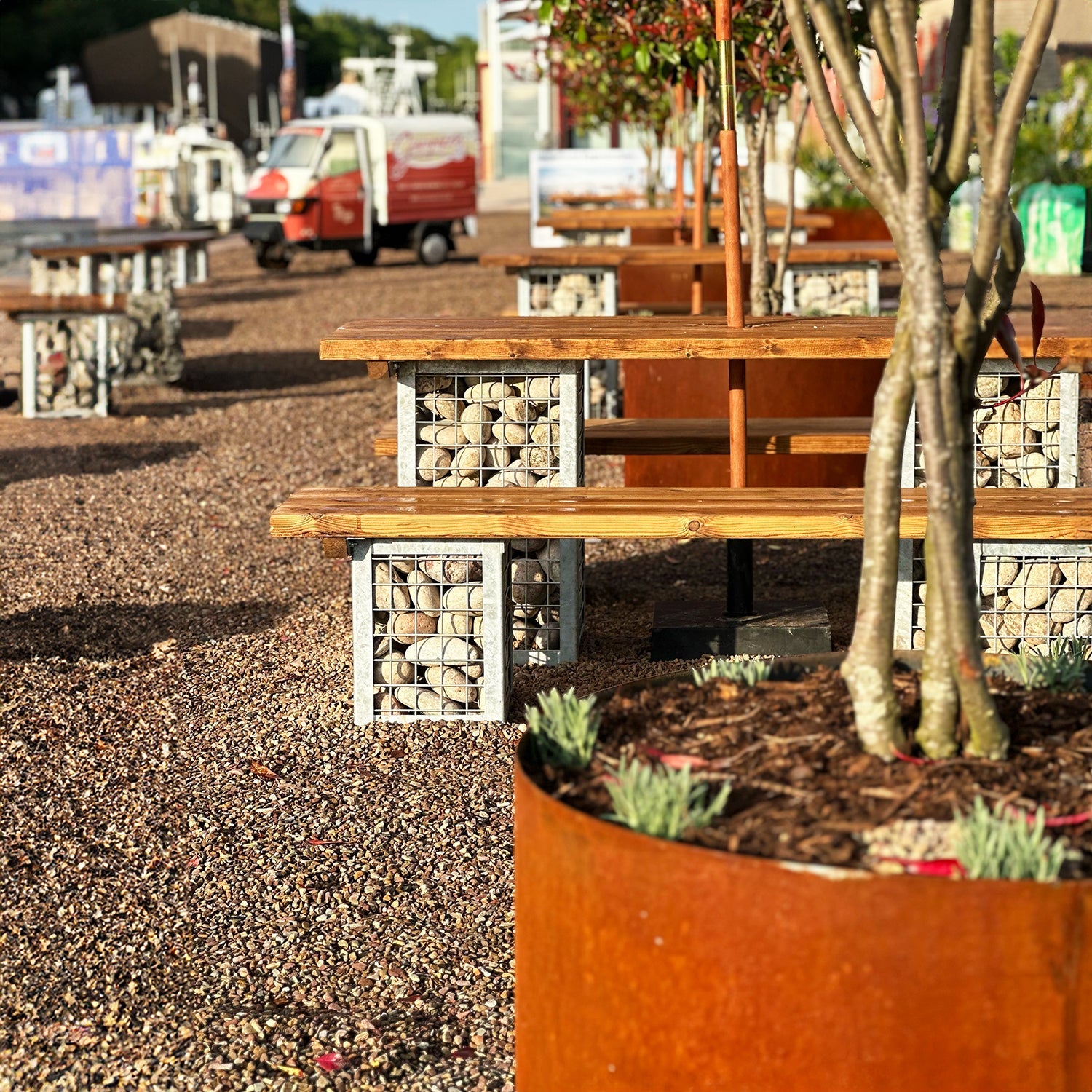 Circular Rustic Steel Planter from Steel Garden Planters