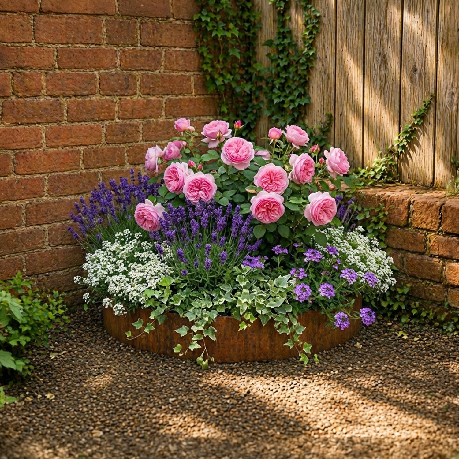 Quarter Circle Rustic Steel Corner Planter - 900mm Radius x 120mm Height