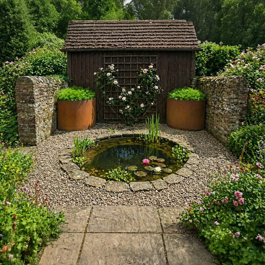 Quarter Circle Rustic Steel Corner Planter - 600mm Radius x 400mm Height