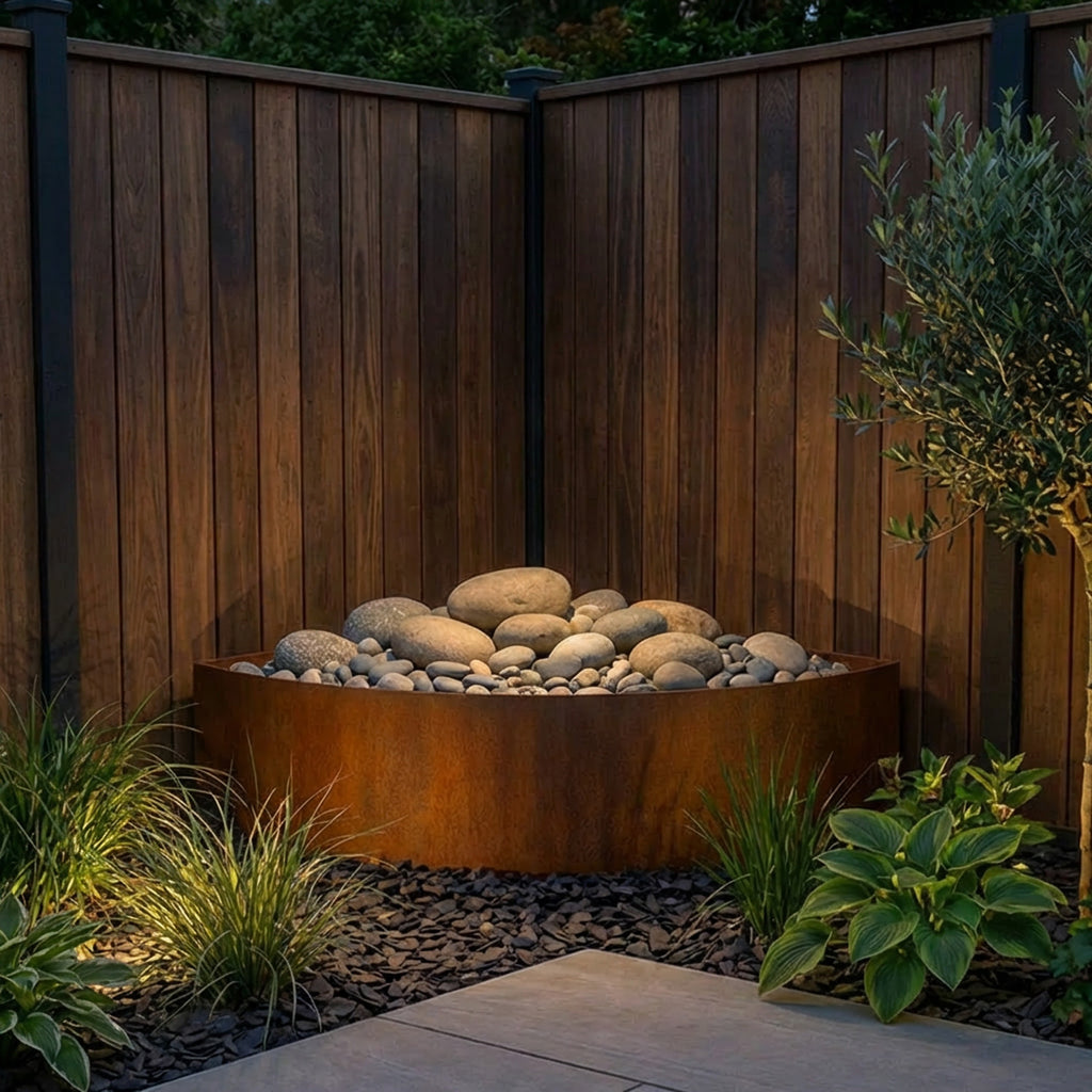 Quarter Circle Rustic Steel Corner Planter - 900mm Radius x 300mm Height