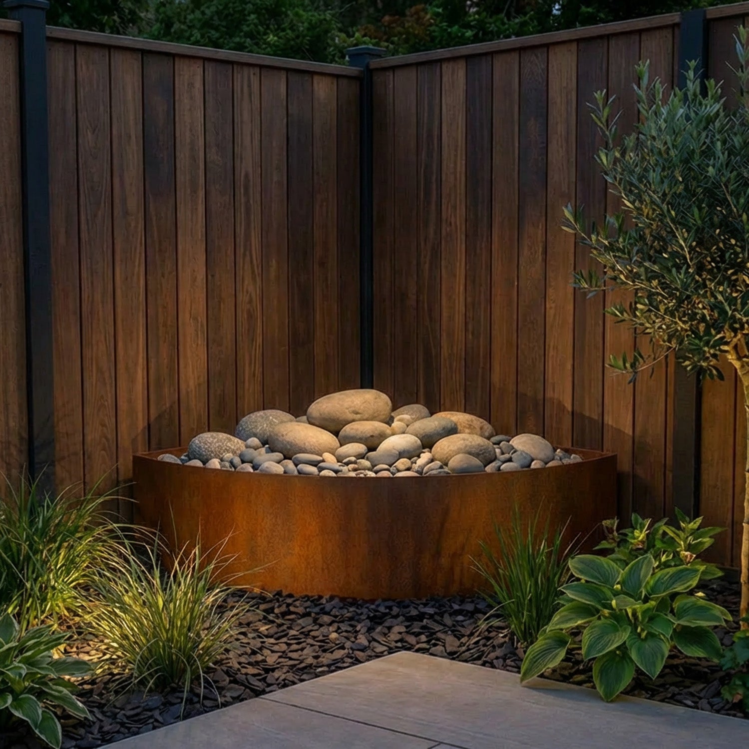 Quarter Circle Rustic Steel Corner Planter - 900mm Radius x 300mm Height