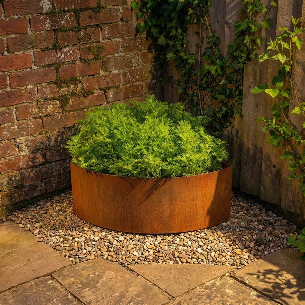 Quarter Circle Rustic Steel Corner Planter - 400mm Radius x 400mm Height