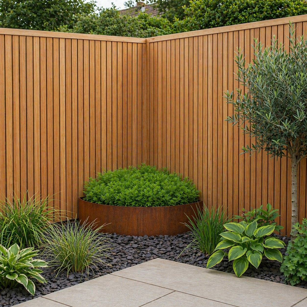 Quarter Circle Rustic Steel Corner Planter - 600mm Radius x 120mm Height