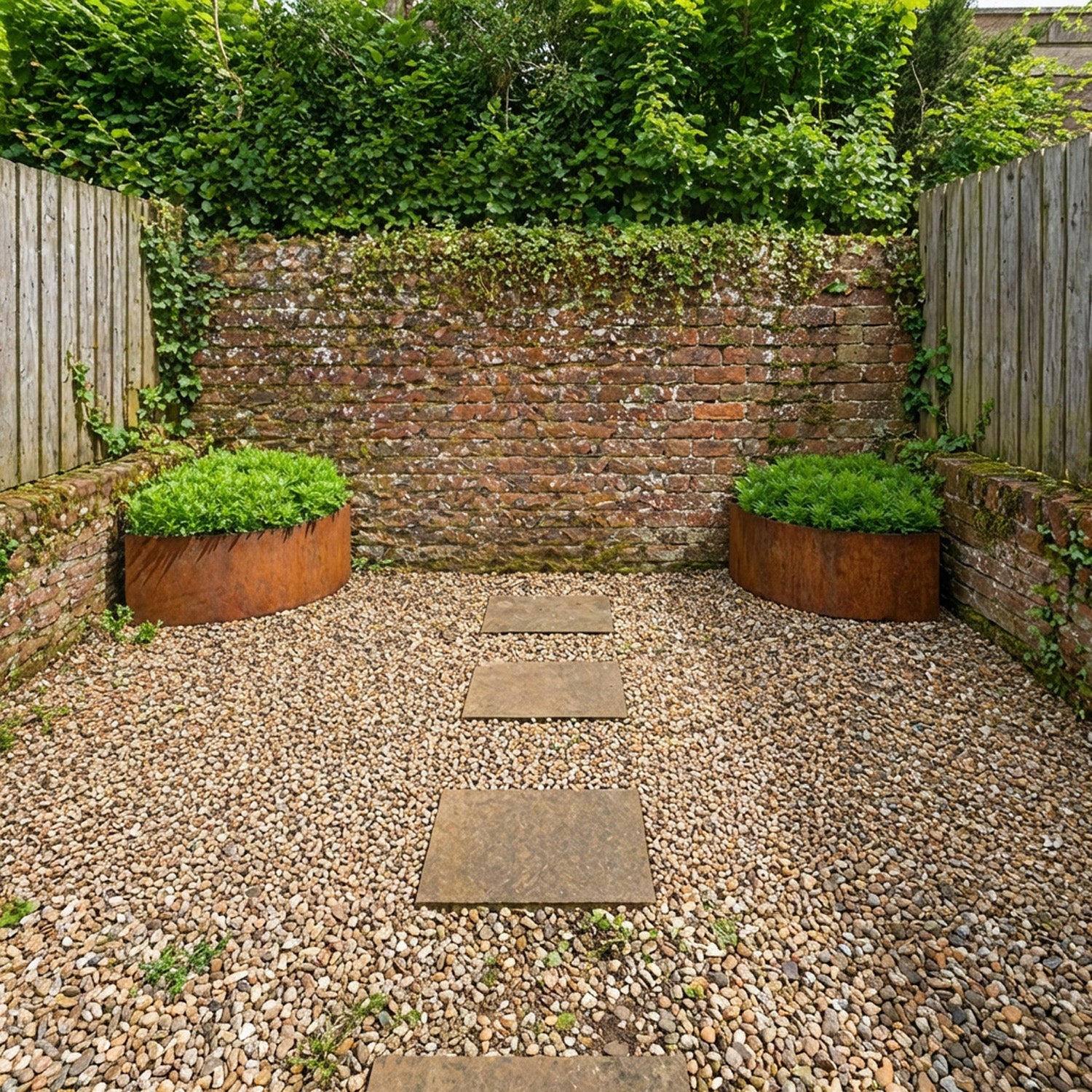 Quarter Circle Rustic Steel Corner Planter - 400mm Radius x 300mm Height