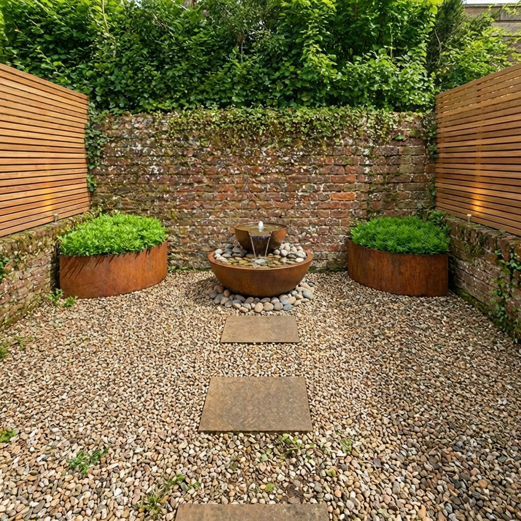 Quarter Circle Rustic Steel Corner Planter - 900mm Radius x 200mm Height