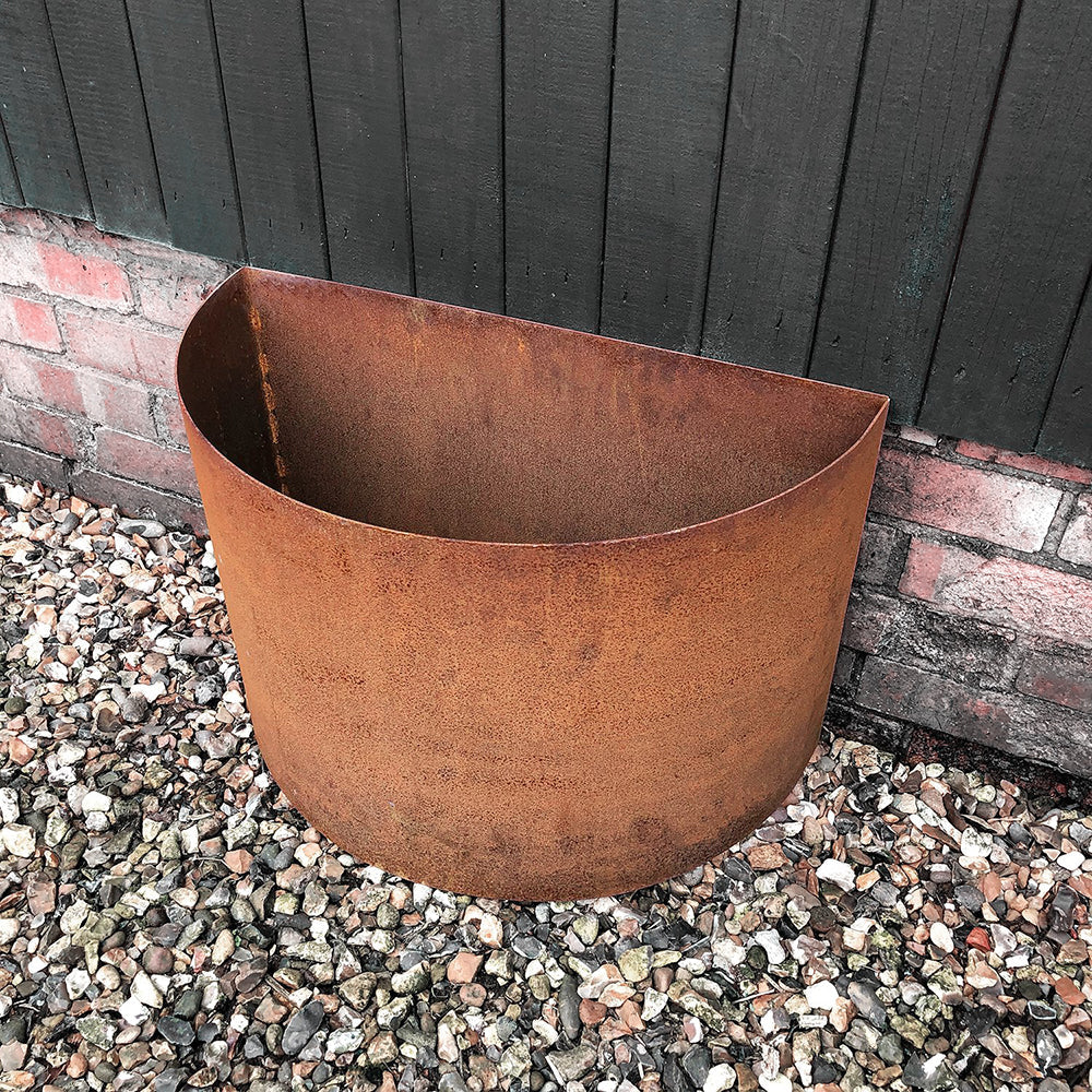 Custom-Size Semi-Circle Rustic Steel Planter (Max. Diameter = 600mm)