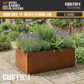 Large Custom Size Rectangular or Square Rustic Steel Planter (Max. Sides = 2000mm + Max. Height = 800mm)