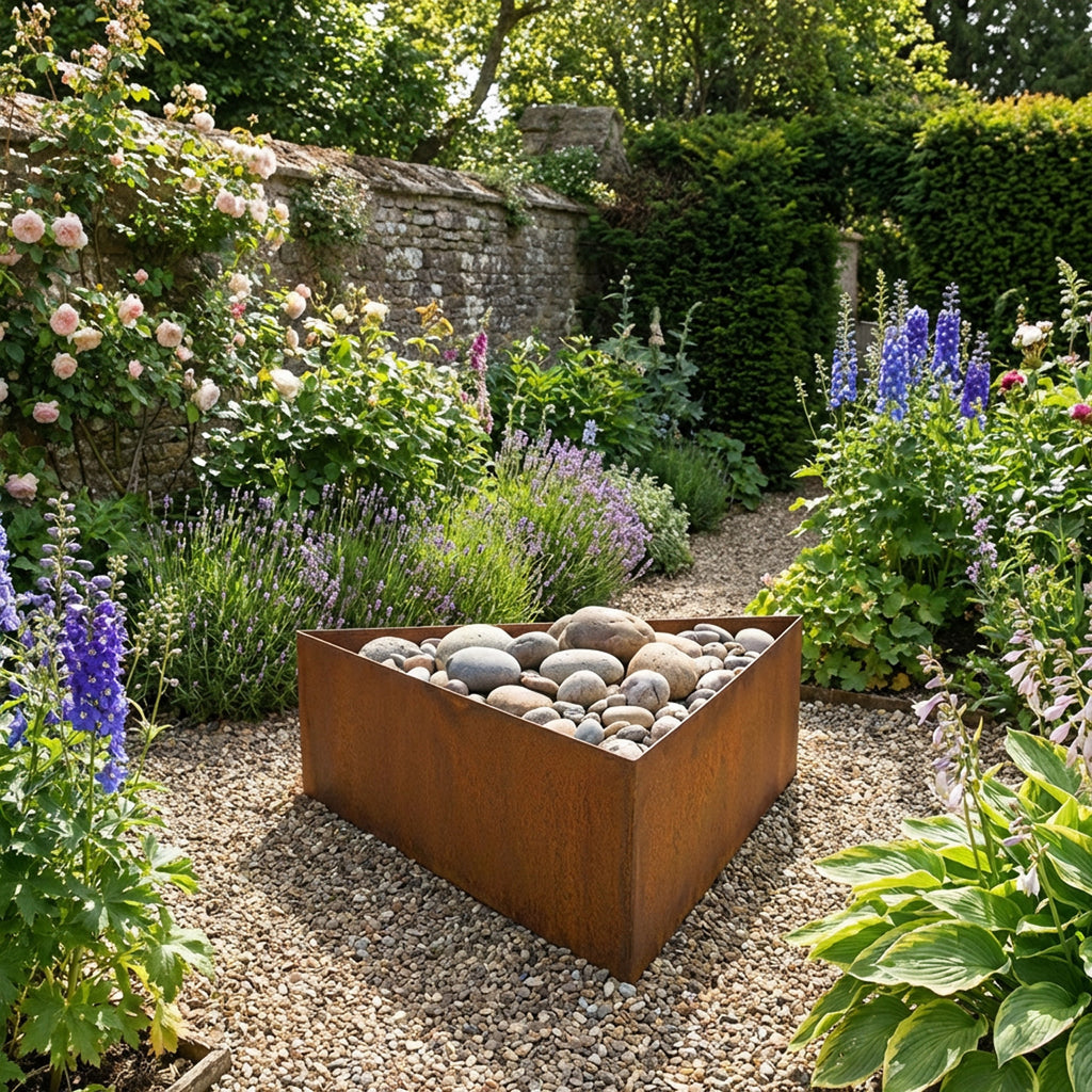 Triangle Rustic Steel Planter - 200mm Width x 200mm Height
