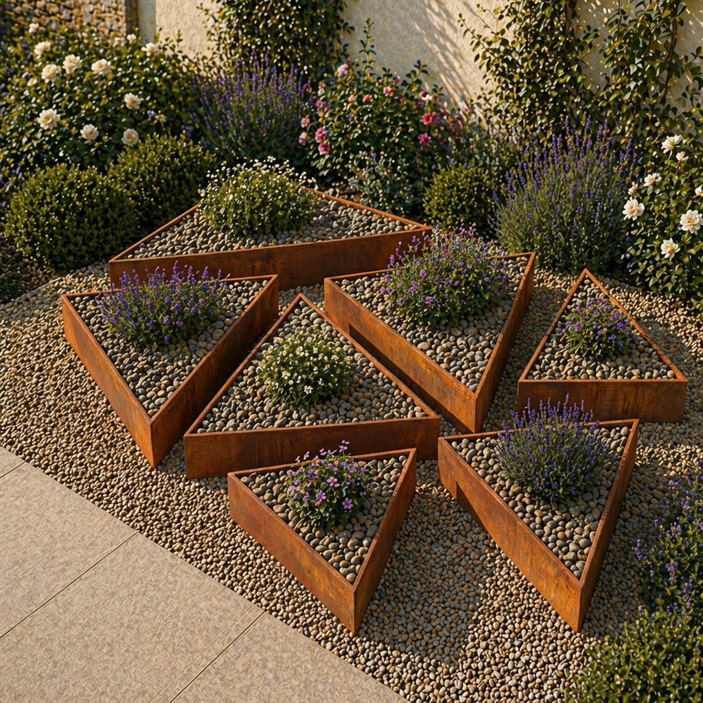 Triangle Rustic Steel Planter - 200mm Width x 300mm Height