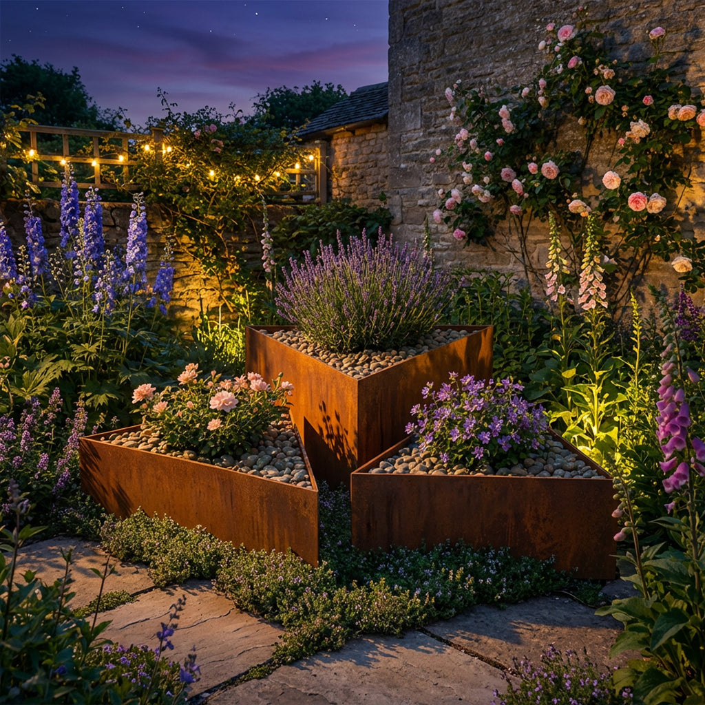 Triangle Rustic Steel Planter - 200mm Width x 200mm Height