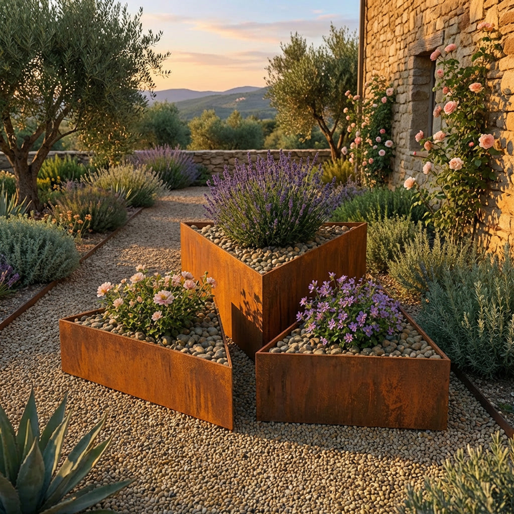 Triangle Rustic Steel Planter - 400mm Width x 200mm Height