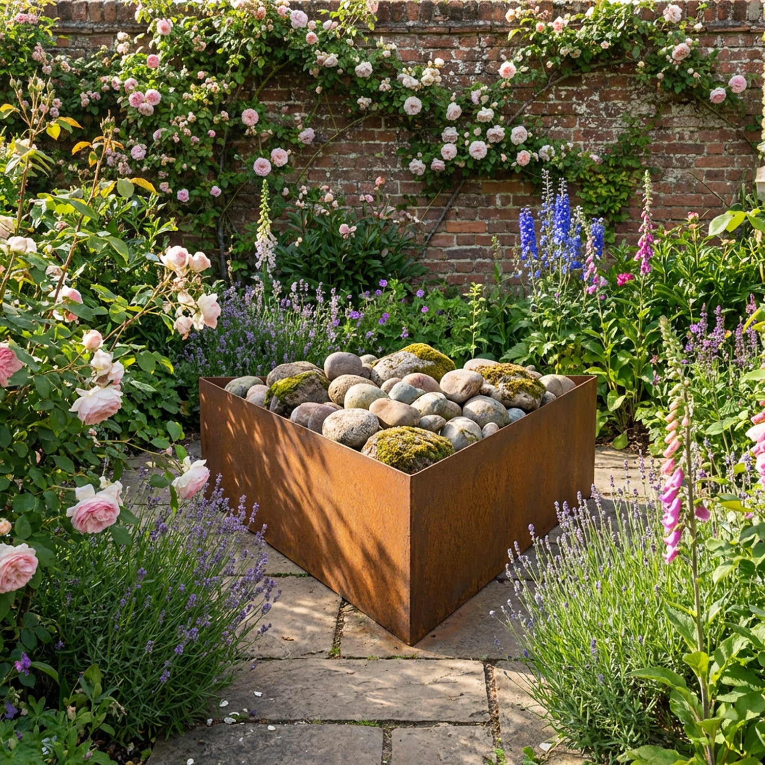 Triangle Rustic Steel Planter - 600mm Width x 400mm Height