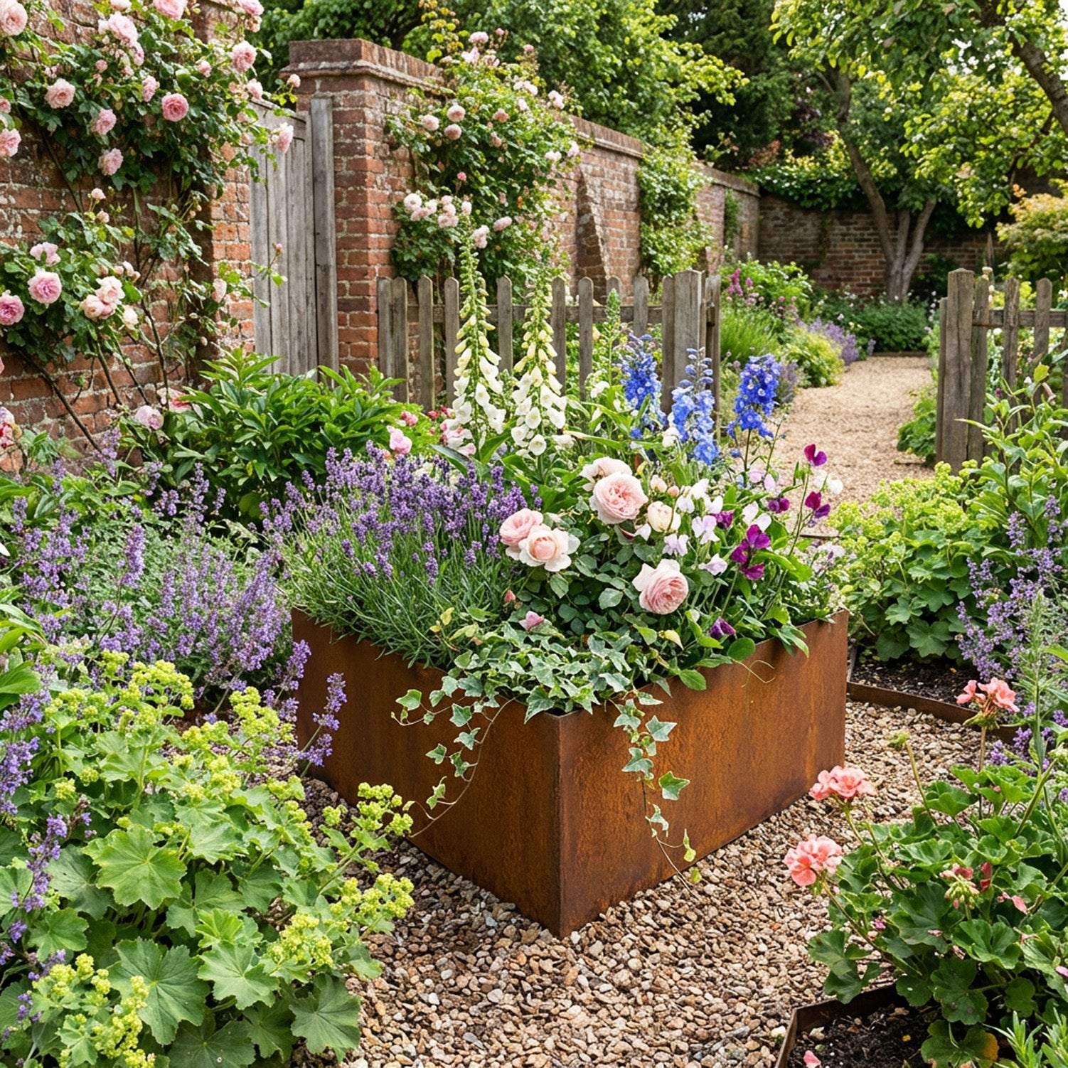 Triangle Rustic Steel Planter - 400mm Width x 400mm Height