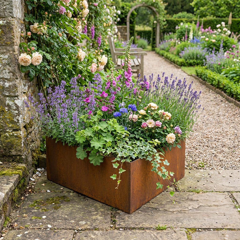 Triangle Rustic Steel Planter - 400mm Width x 300mm Height