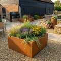 Commercial Grade Rustic Steel Outdoor Planter Troughs - 1150mm x 1150mm Top x 500mm Height