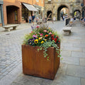 Commercial Grade Rustic Steel Planter Troughs - 575mm x 575mm Top x 500mm Height